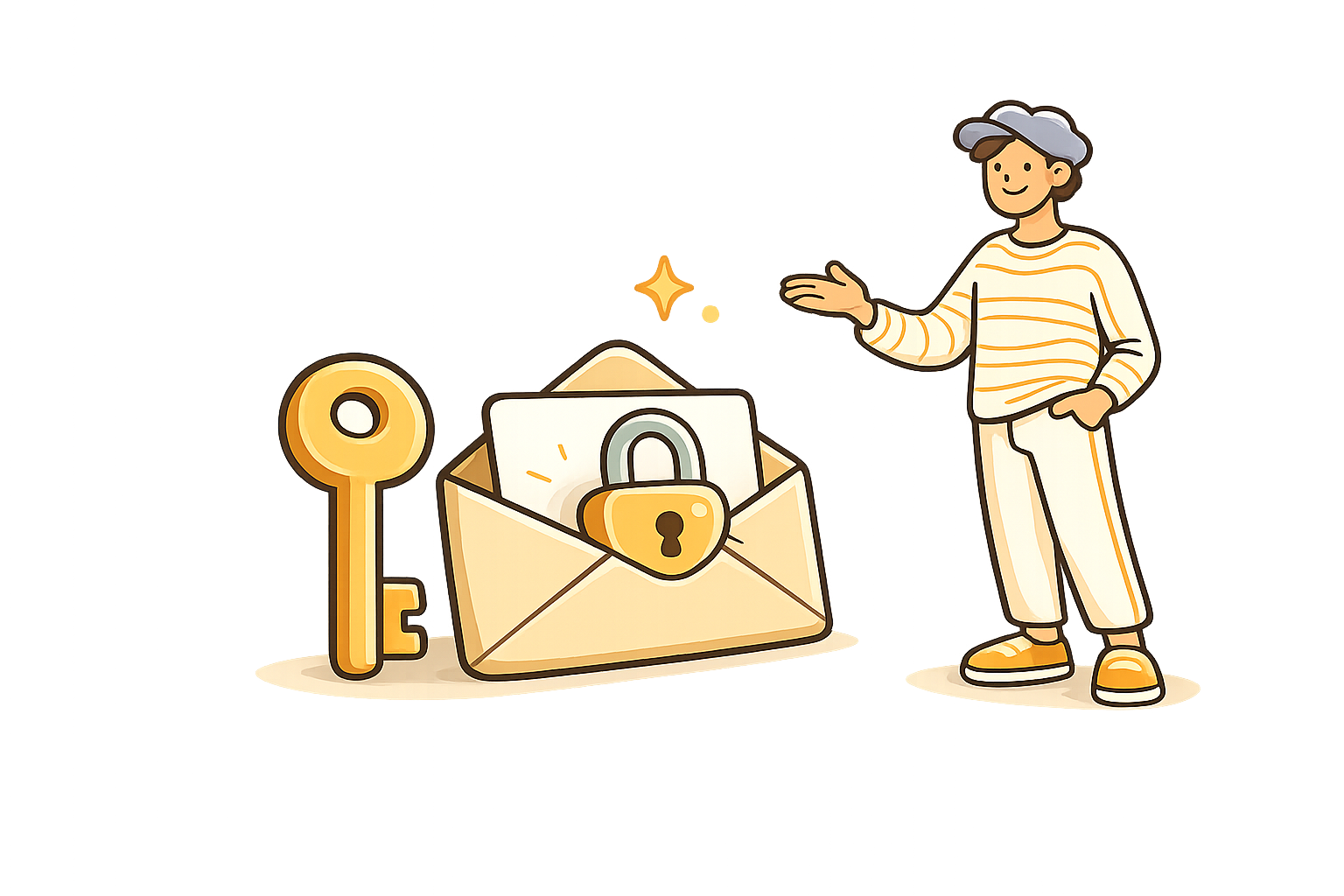 A key and a locked envelope — reset your Sinc Chat password
